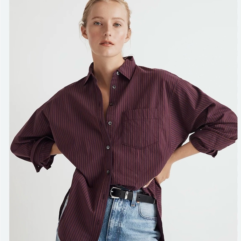 NWT Madewell Double Side Panel Oversized Shirt Size M